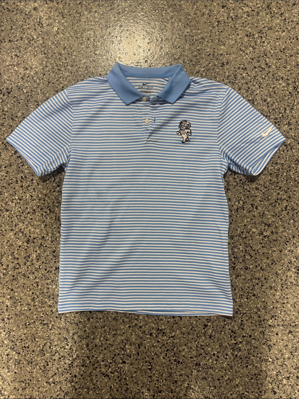 Nike  UNC/ Tar Heel Light Blue & White Striped Polo Shirt
